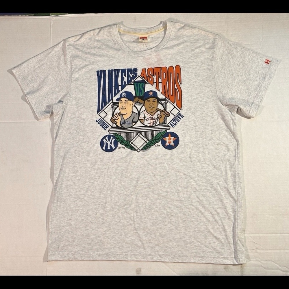 New Homage Yankees vs Astros T Shirt sz 2XL XXL Grey Aaron Judge Jose Altuve MLB
